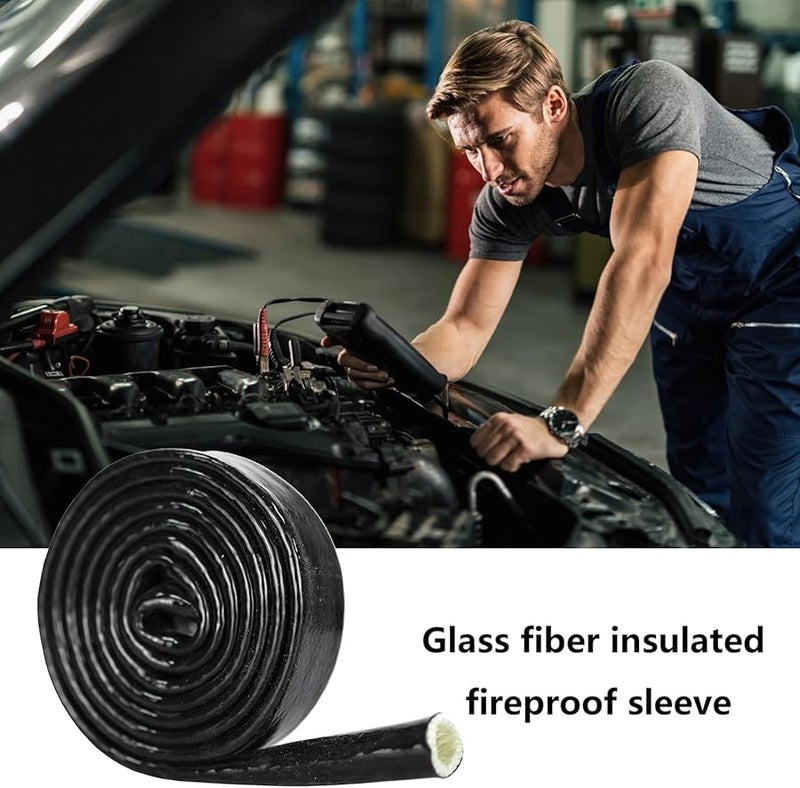 غلاف واقي من الحرارة 1 2 سم قطر غطاء سلك من الألياف الزجاجية درع خرطوم مقاوم للحرارة - Image 4
