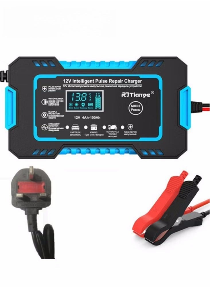 Generic Car Battery Charger, 12V 6A Smart Battery Trickle Charger Automotive 12V Battery Maintainer Desulfator with Temperature Compensation for Car Truck Motorcycle Lawn Mower Marine Lead Acid Batteries  - Image 1