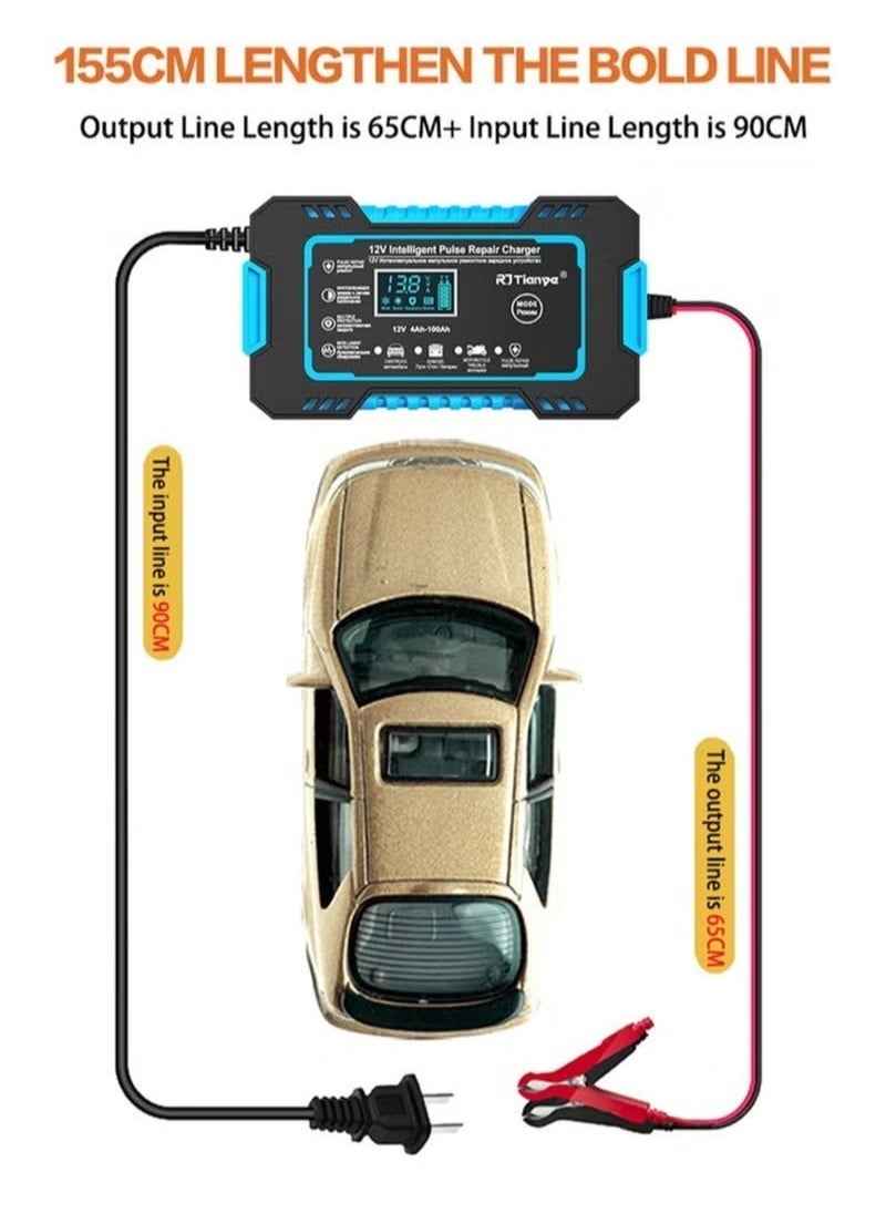 Generic Car Battery Charger, 12V 6A Smart Battery Trickle Charger Automotive 12V Battery Maintainer Desulfator with Temperature Compensation for Car Truck Motorcycle Lawn Mower Marine Lead Acid Batteries  - Image 4