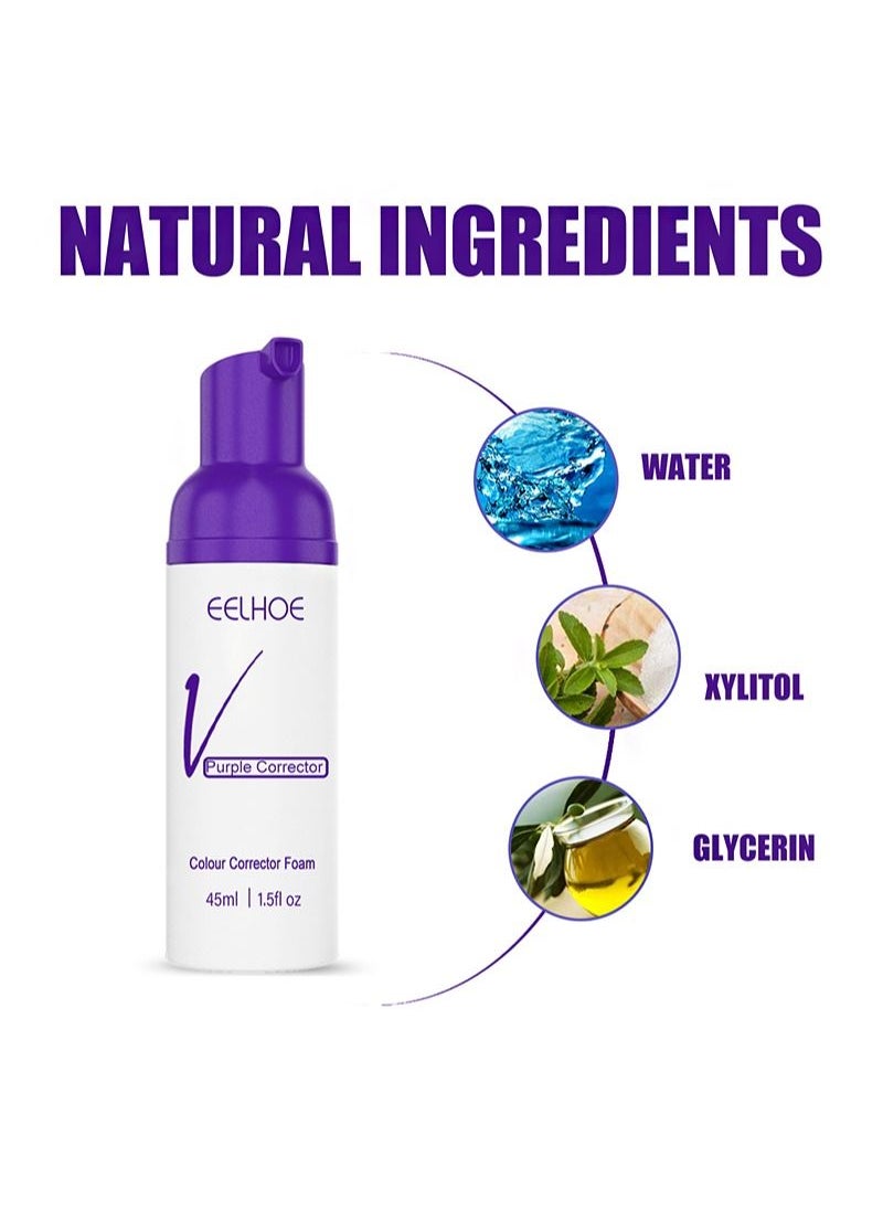 EELHOE - Purple Corrector，Colour Corrector Foam，Purple Teeth Whitening， Stain Remover，Teeth Whitening Booster，Purple Whitening Mousse 45ml，Purple Toothpaste (2 Bottles) - Image 1