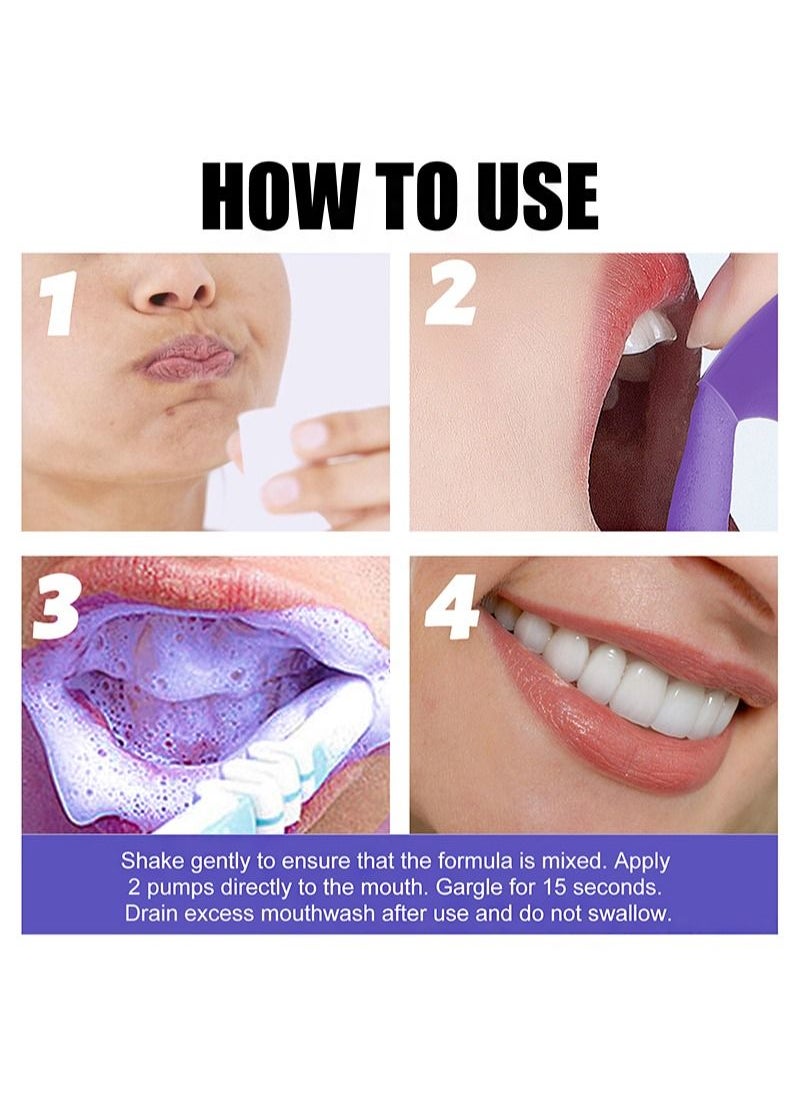 EELHOE - Purple Corrector，Colour Corrector Foam，Purple Teeth Whitening， Stain Remover，Teeth Whitening Booster，Purple Whitening Mousse 45ml，Purple Toothpaste (2 Bottles) - Image 1