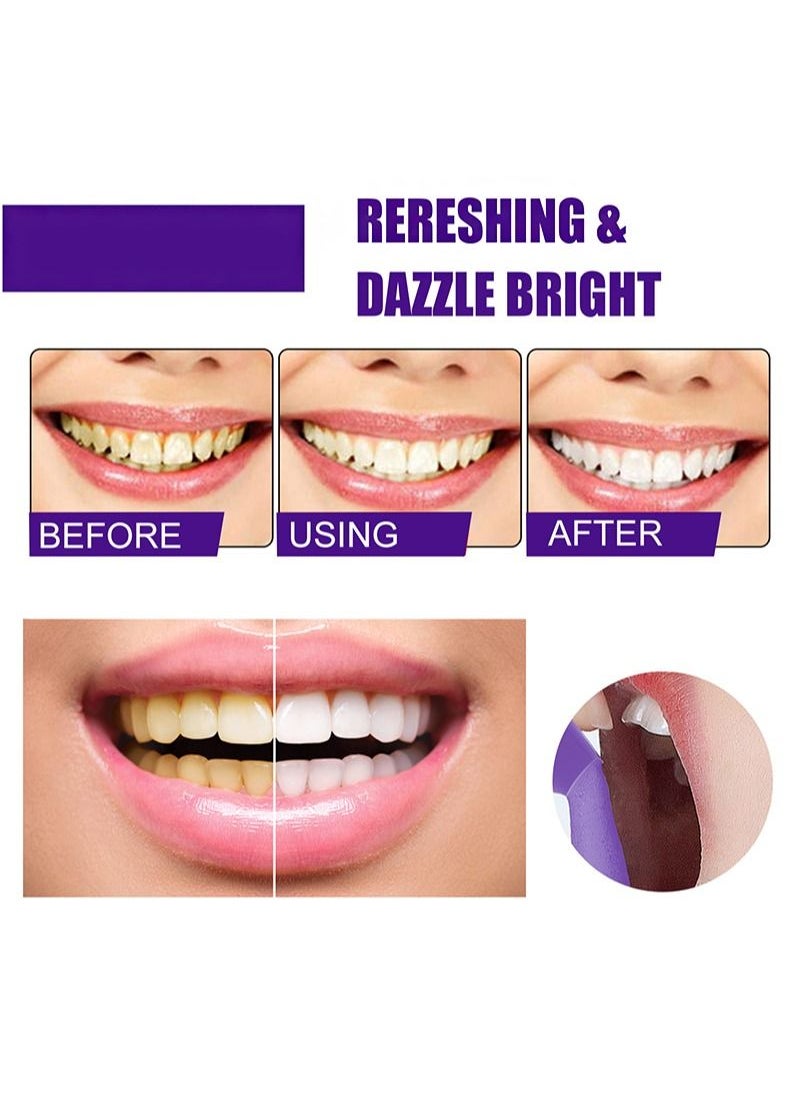 EELHOE - Purple Corrector，Colour Corrector Foam，Purple Teeth Whitening， Stain Remover，Teeth Whitening Booster，Purple Whitening Mousse 45ml，Purple Toothpaste (2 Bottles) - Image 1