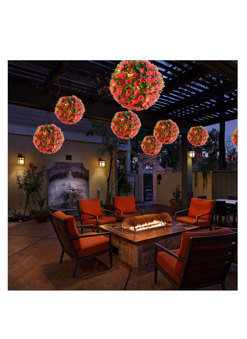 Excefore Artificial Boxwood Topiary Balls, Hanging Faux Boxwood Balls, with Led Light Decorative Artificial Topiary Ball, for Outdoor Lawn Backyard Garden Decor Wedding Party  - Image 5