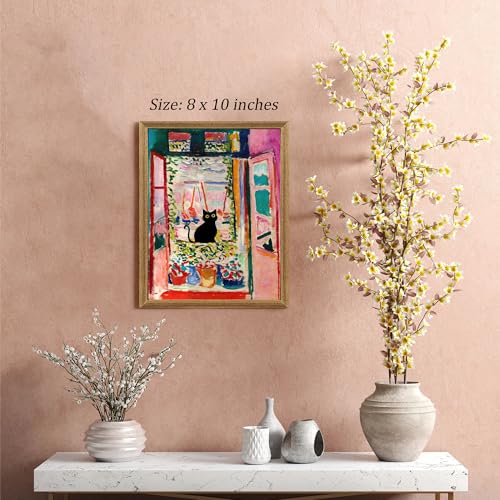 Fantasy Artists Henri Matisse Cat Wall Art, Framed Open Window Black Cat Canvas Poster Prints, Abstract Aesthetic Wall Decors for Living Room, Oil Paintings for Room Bathroom Decorations 8" X 10" - Image 5