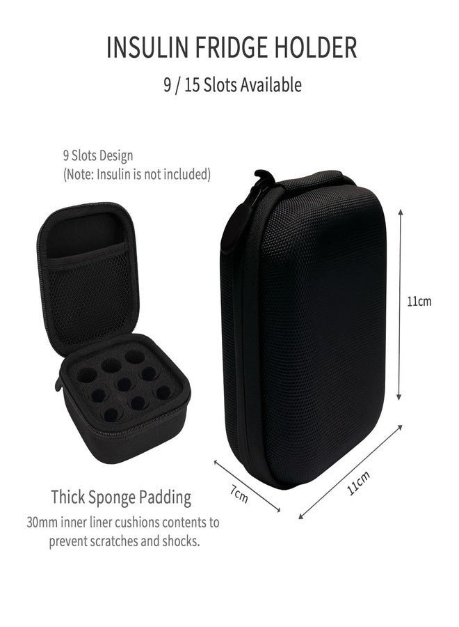 Yanmide Insulin Vial Case for Travel, Fits 10ml/3ml Bottles, Hard Shell Insulin Bottle Storage Organizer with Foam Slots & Mesh Pocket, Diabetic Supplies Organizer for Home and On-the-Go (9 Slots - Image 2