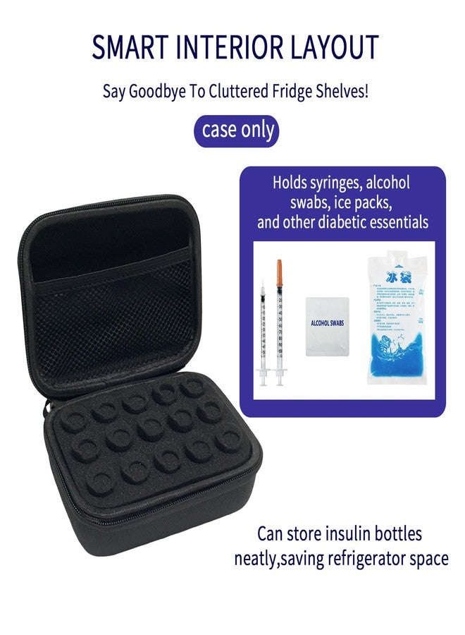 Yanmide Insulin Vial Case for Travel, Fits 10ml/3ml Bottles, Hard Shell Insulin Bottle Storage Organizer with Foam Slots & Mesh Pocket, Diabetic Supplies Organizer for Home and On-the-Go (9 Slots - Image 4