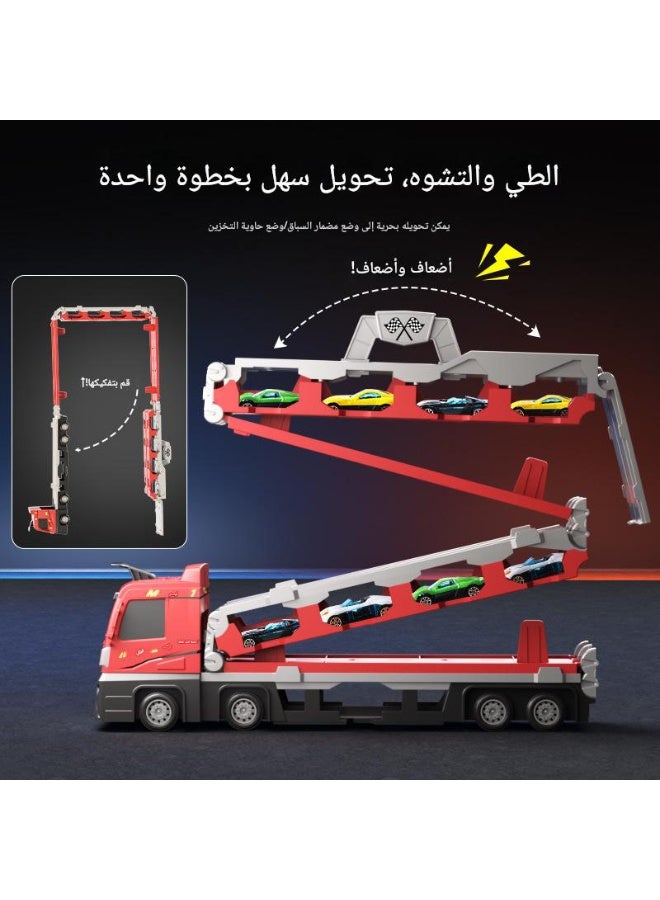 NIBEMINENT Folding Ejection Race Truck,24 PCS Alloy Cars,Transport Container Trucks,207 CM,Gifts For Boys 1+ Year - Image 5