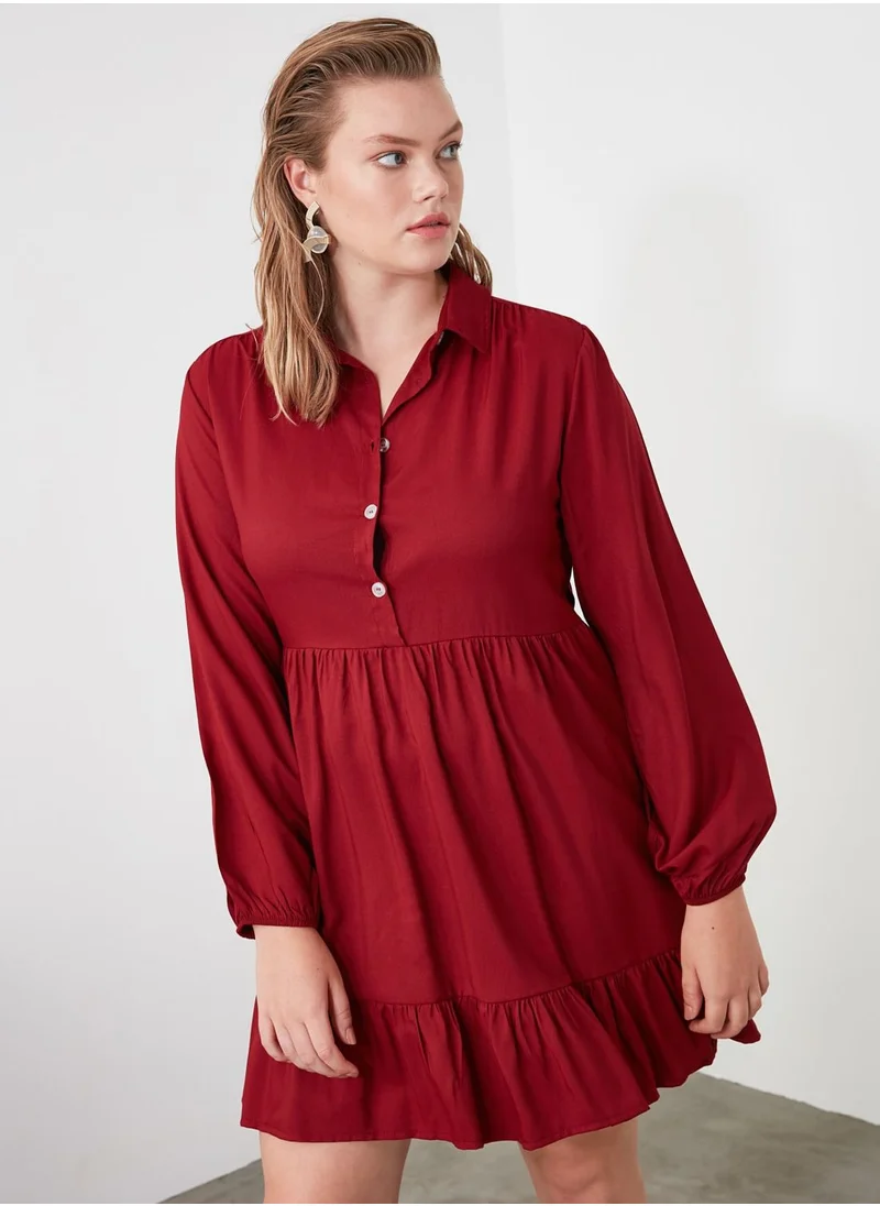 trendyol Balloon Sleeve Placket Dress