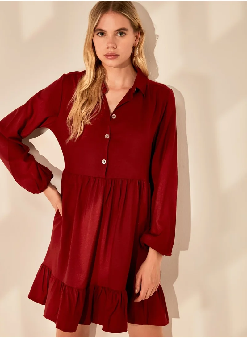 trendyol Balloon Sleeve Placket Dress