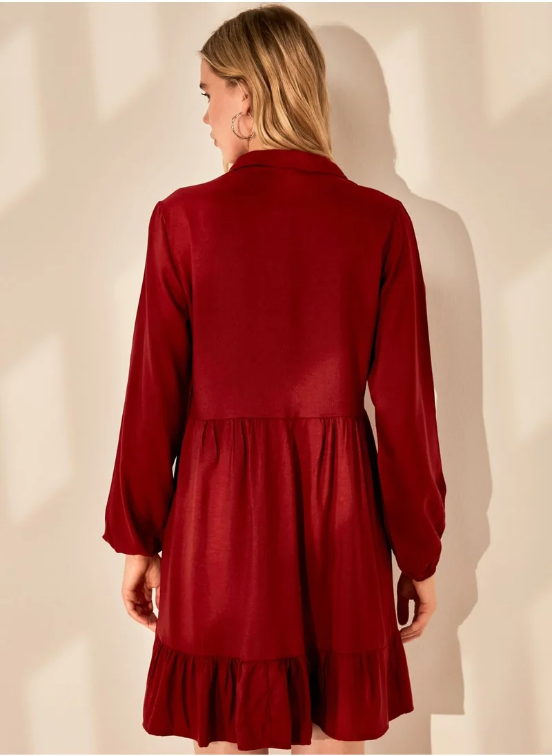 trendyol Balloon Sleeve Placket Dress