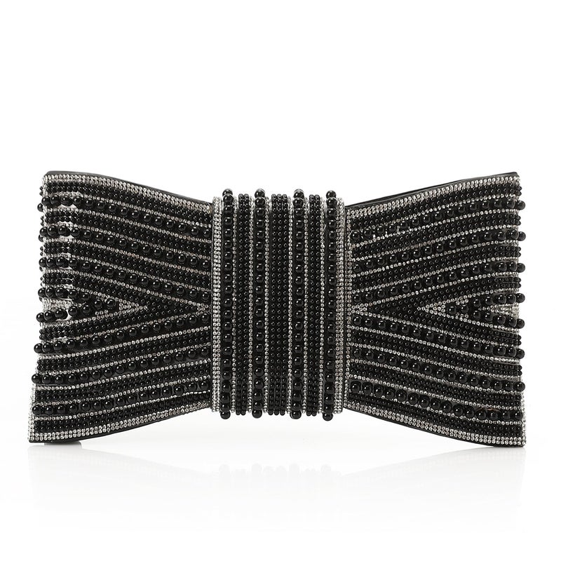 Mr.joe Pearl Bow Embellished Evening Clutch - Black - Image 3