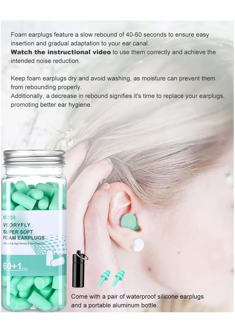 أوزيغالور 61 زوجًا من الأطراف الاسعافية السويدية الناعمة جدًا للنوم، مخفضات الضجيج، مخفضات الصوت للنوم، الدراسة، اللون الأخضر - Image 4