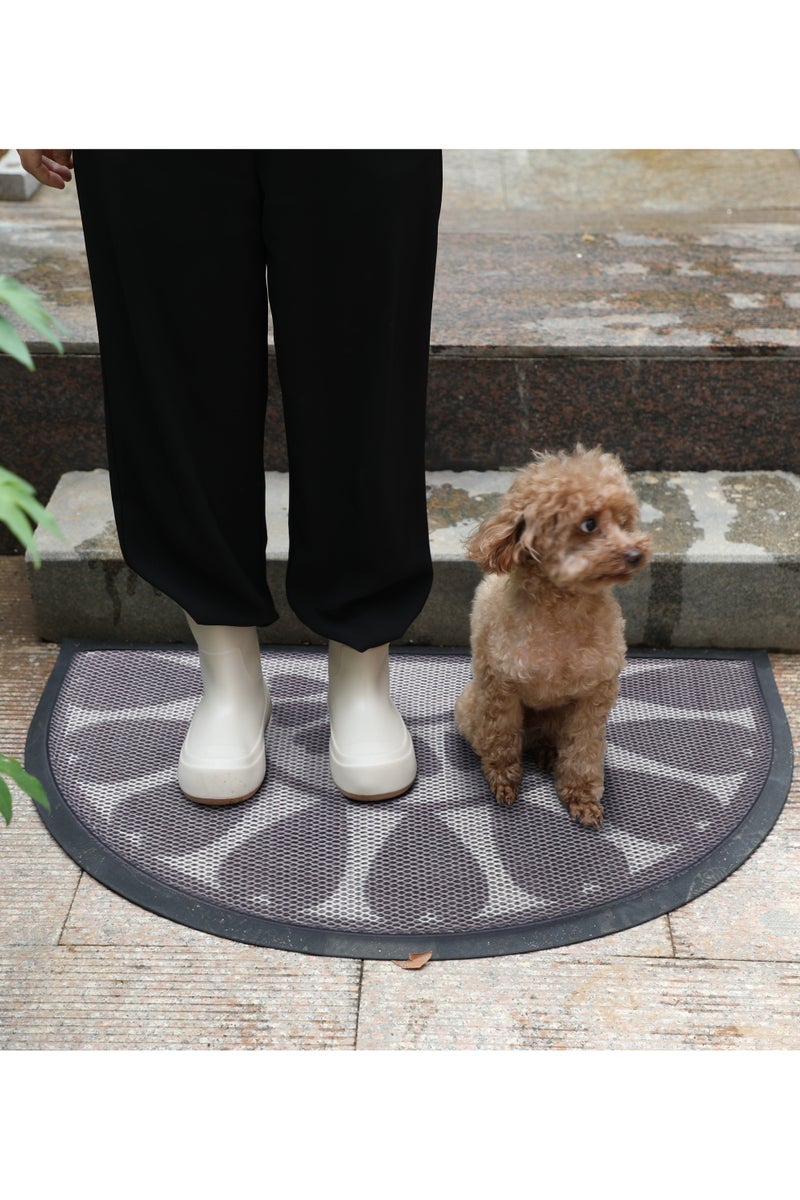 دعاسة نصف دائرية مضادة للانزلاق بتصميم جذاب للاستخدام الداخلي والخارجي باللون الرمادي مقاس ٩٠×٦٠ سم - Image 3