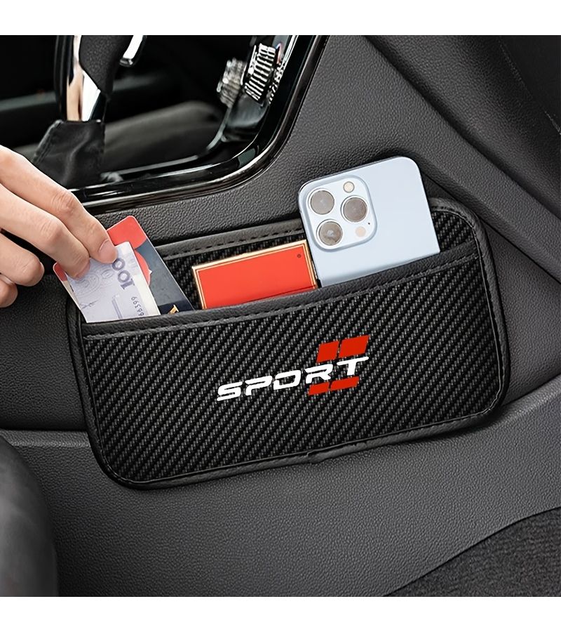 1 Pc Sporty Car Storage Bag Multi Functional Center Console Organizer Waterproof Carbon Fiber Leather For Phones Keys And Cards - Image 1