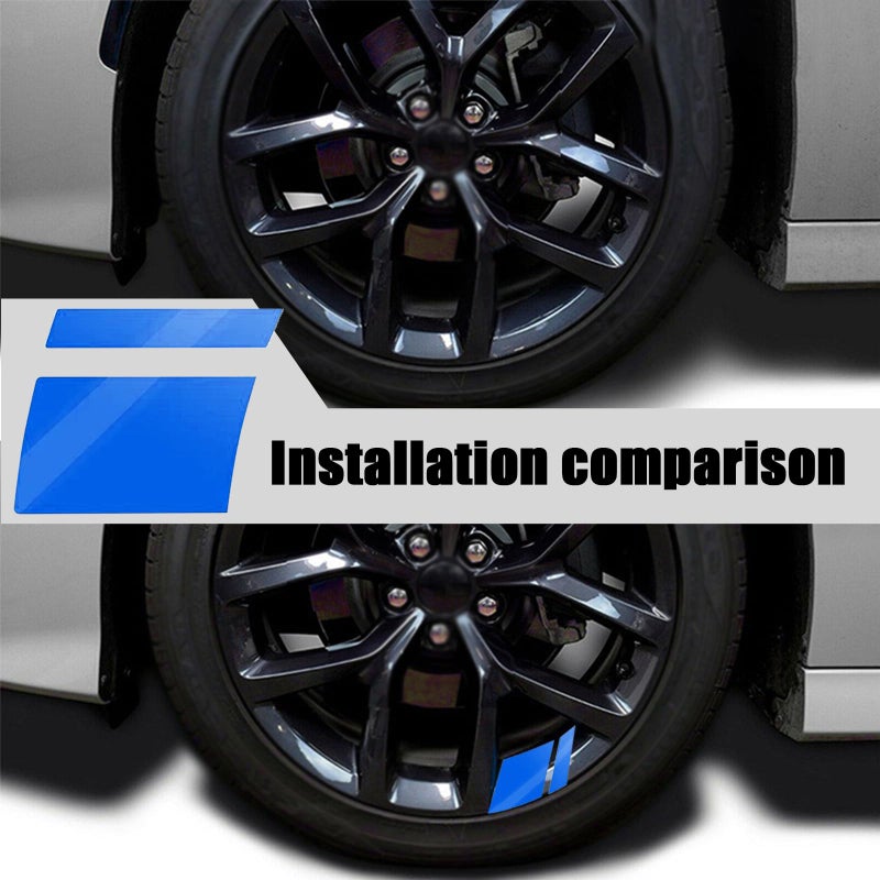 GKmow Pack-6 Car Reflective Stickers, Car Wheel Rim Stripe Decals, Universal Automotive Decals for 18-21 Inch Wheels Tire Rim Decoration Accessories (Blue) - Image 5