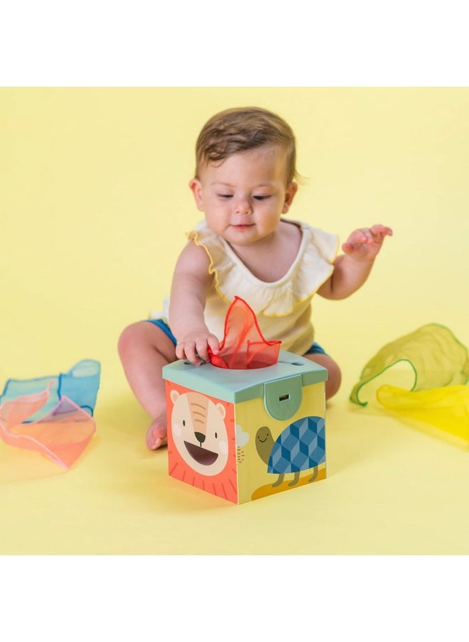 Taf Toys Taf Toys Sensory Baby Tissue Box, Object Permanence Box, Imaginary Play for Infants & Toddlers, Montessori Square Sensory Toys Colorful Pull Scarves, Play Balls & Cards Educational Preschool Learning  - Image 2