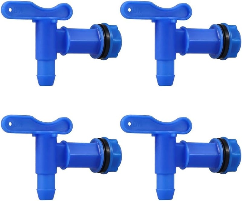 MUGLIO 4 Pack Drum Spigot 3/4" Plastic Faucet for 5, 6 Gallon Container Polyethylene Barrel Faucet with EPDM Gasket Replacement Spigot by (Blue) - Image 1