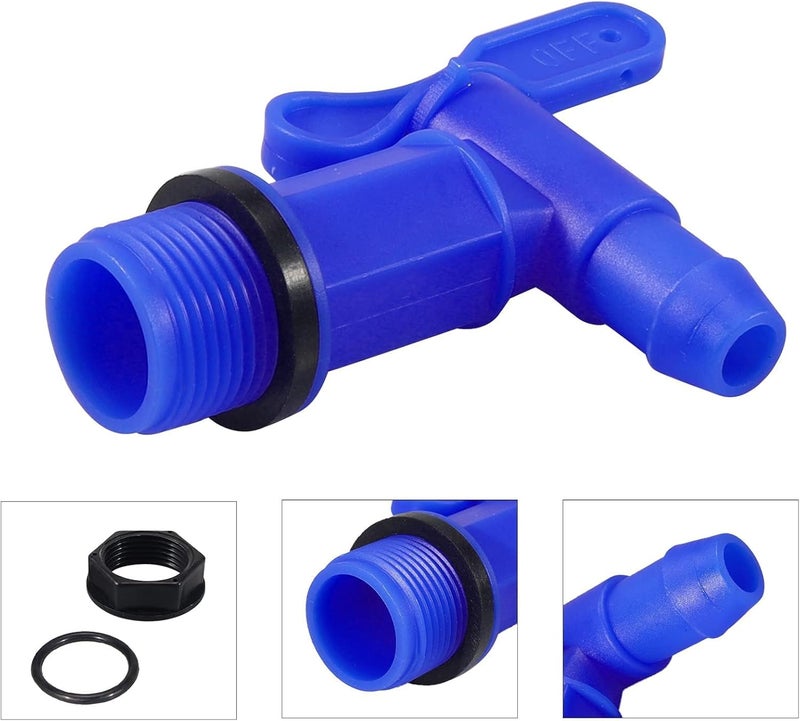 MUGLIO 4 Pack Drum Spigot 3/4" Plastic Faucet for 5, 6 Gallon Container Polyethylene Barrel Faucet with EPDM Gasket Replacement Spigot by (Blue) - Image 2
