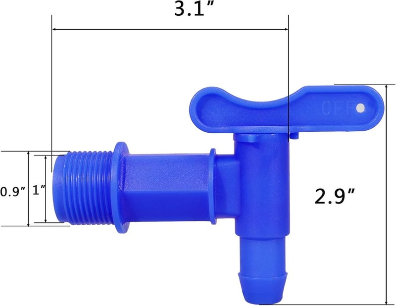 MUGLIO 4 Pack Drum Spigot 3/4" Plastic Faucet for 5, 6 Gallon Container Polyethylene Barrel Faucet with EPDM Gasket Replacement Spigot by (Blue) - Image 3