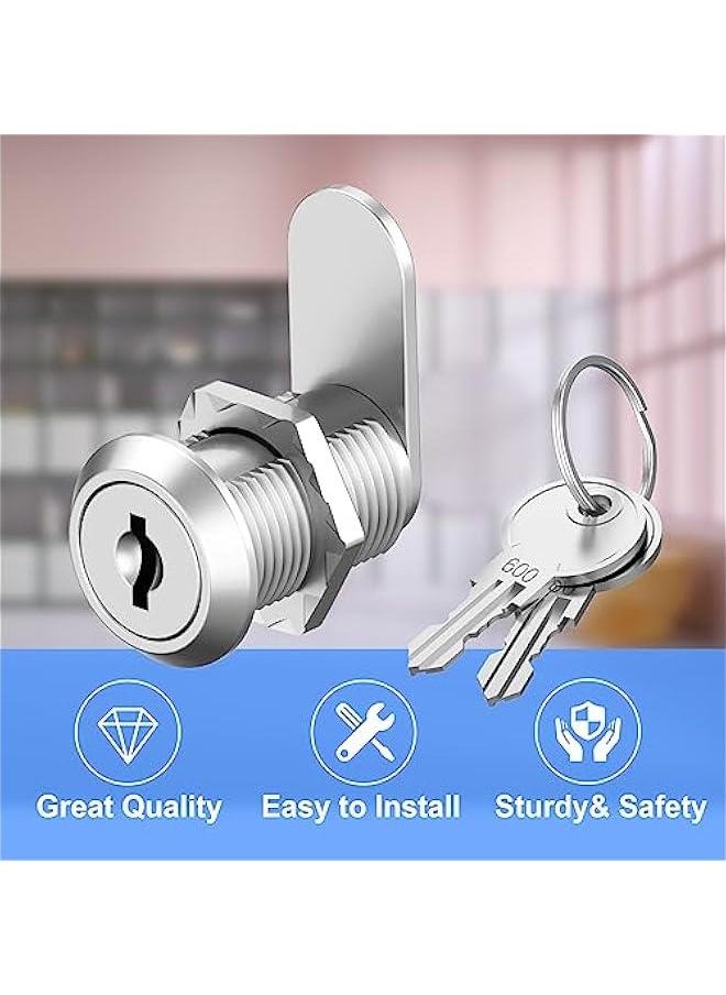 6 Pack Mailbox Lock Cam Locks Keyed Alike, 7/8 Cabinet Lock with Key, Secure File Cabinet Drawer, Mailbox Lock Replacement for Storage Door Tool Box, Zinc Alloy