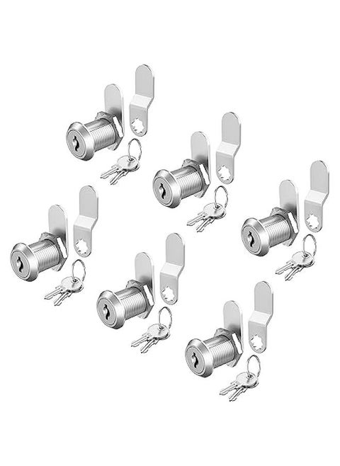6 Pack Mailbox Lock Cam Locks Keyed Alike, 7/8 Cabinet Lock with Key, Secure File Cabinet Drawer, Mailbox Lock Replacement for Storage Door Tool Box, Zinc Alloy