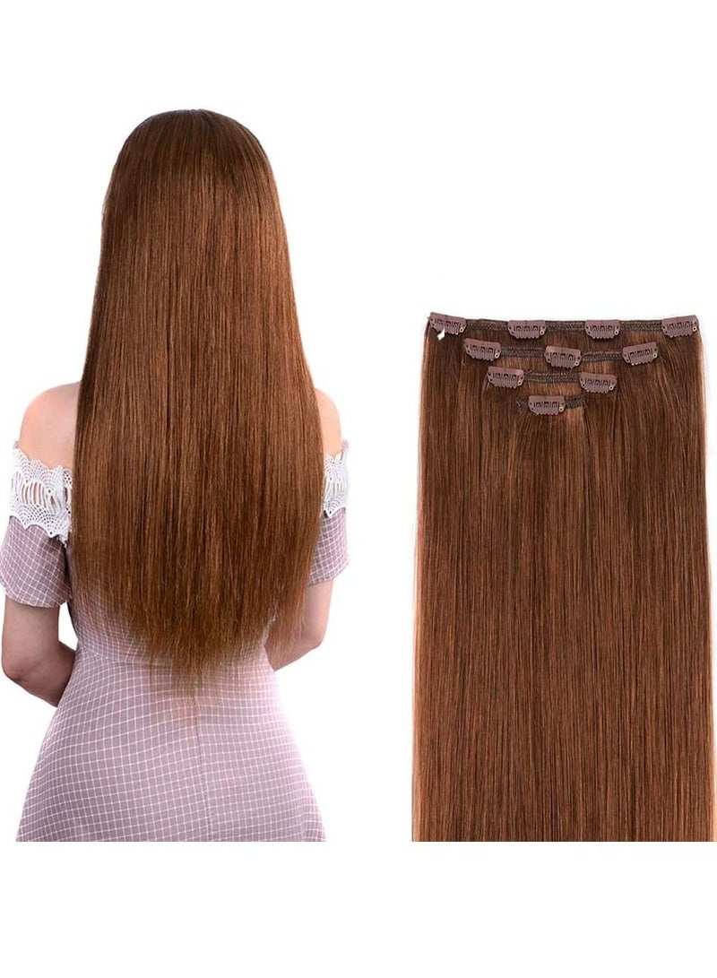 إستيل وصلات شعر بشري ريمي للسيدات مشبك شعر بشري طويل مستقيم حريري على وصلات 100 جرام 4 قطع أوبورن - Image 1