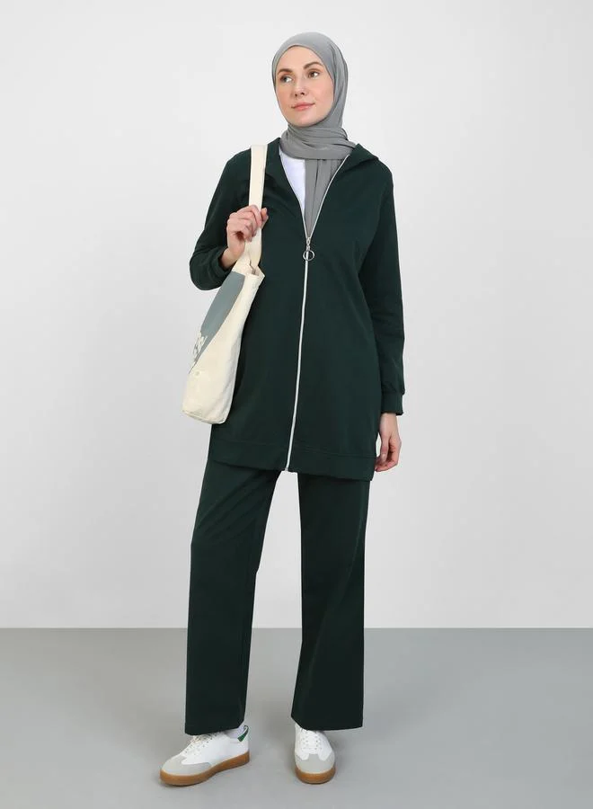بي ويست Bwest Modest Longline Hooded Top Tracksuit Set