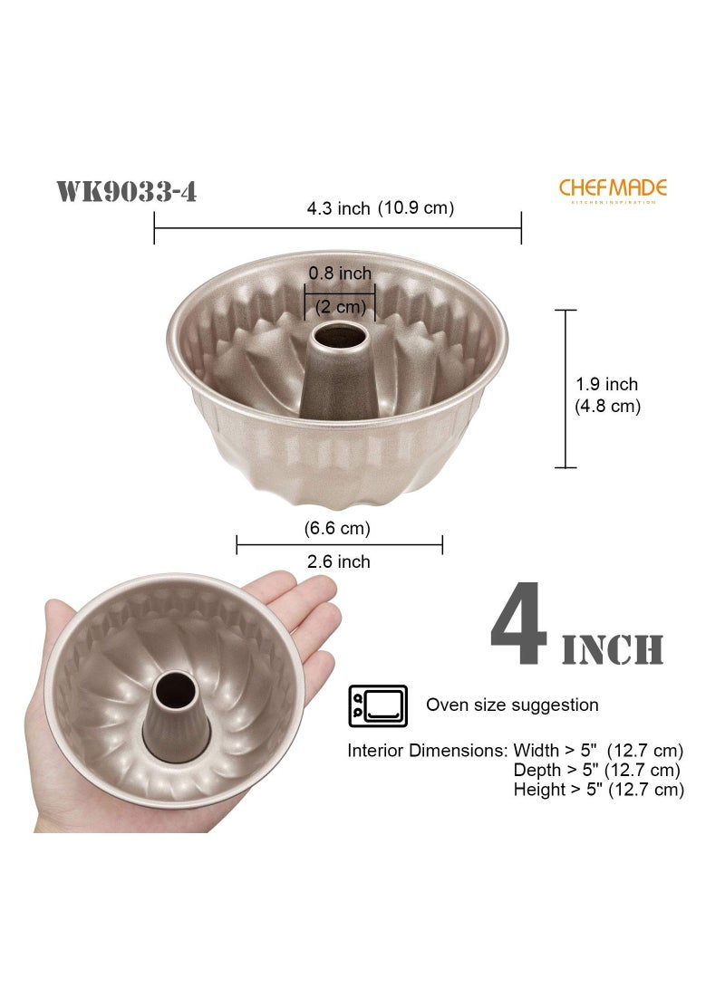 Mini Tube Pan Set 4 Inch 4Pcs Non-Stick Kugelhopf Mold - Image 2