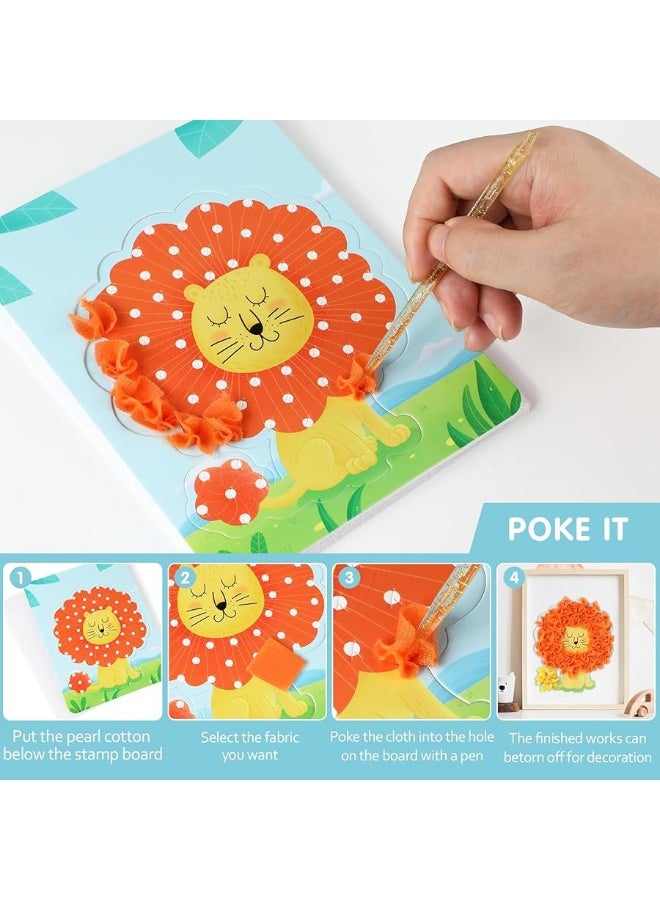 SUTENG Suteng Arts and Crafts Kits for Kids, Creative Poke Art Fabric Puzzle Puncture Painting for Girls, 10 Sheets DIY Poking Drawing Dress Up Boards, Art Paper Craft Kit Kids Toys Gifts (Dream World)  - Image 3
