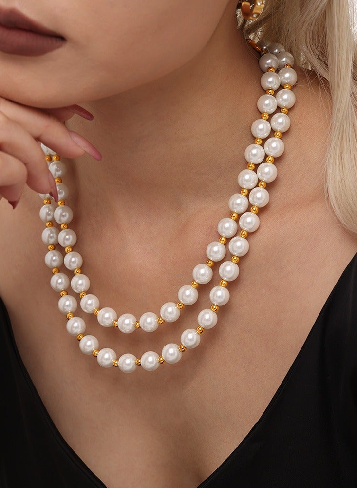 Titanium steel shell pearl necklace imitation pearl sweater chain jewelry women's accessories - Image 4