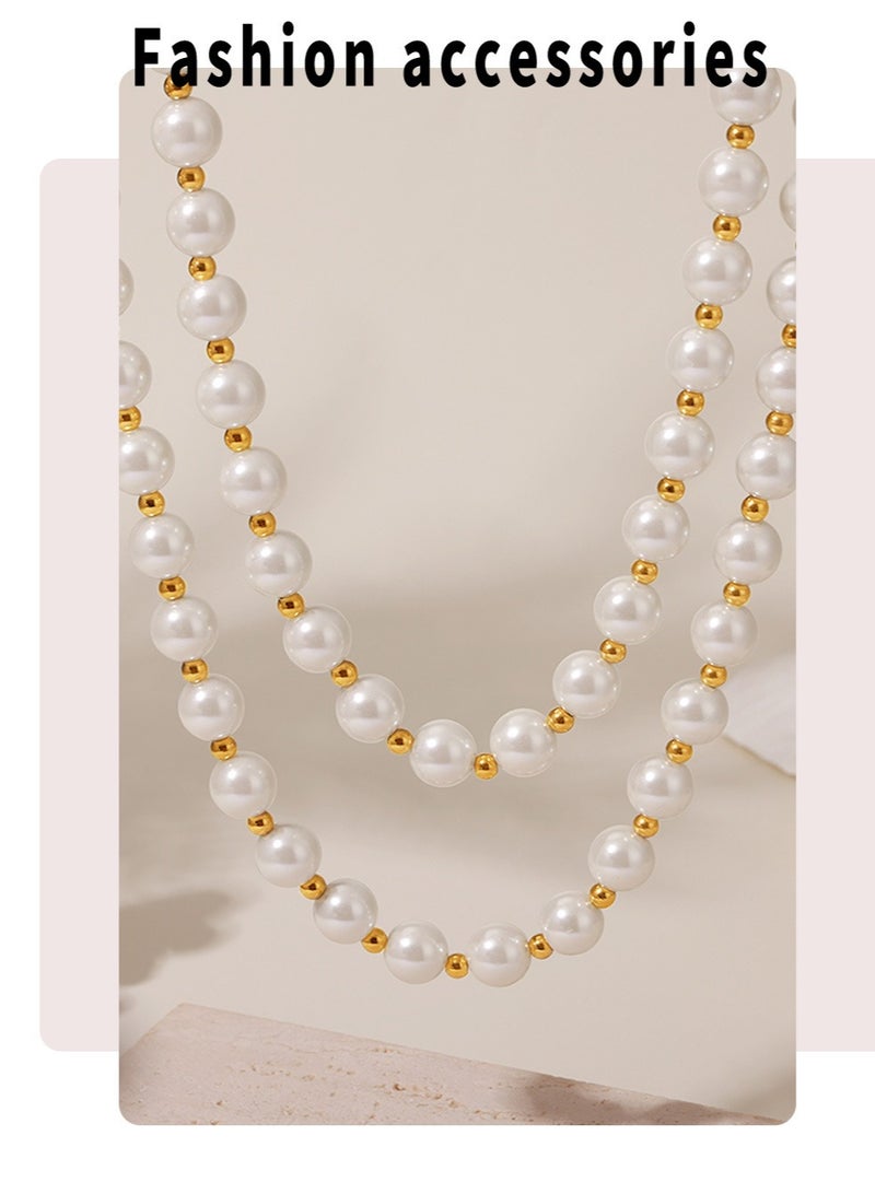 Titanium steel shell pearl necklace imitation pearl sweater chain jewelry women's accessories - Image 5