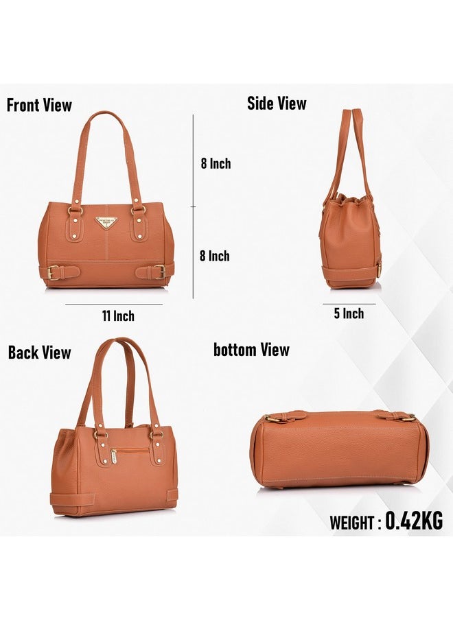 Fostelo Fostelo Women's Vegan Leather Nightingale Handbags Shoulder Hobo Bag Ladies Purse (Tan) (Large)  - Image 3