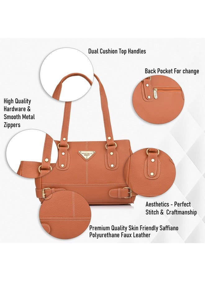 Fostelo Fostelo Women's Vegan Leather Nightingale Handbags Shoulder Hobo Bag Ladies Purse (Tan) (Large)  - Image 2