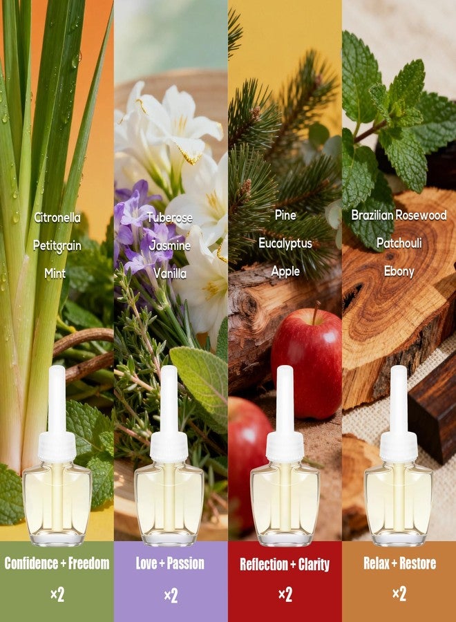 DERDUFT عبوات معطر جو كهربائية، عبوات معطر جو برائحة صيفية - 8 عبوات من زيوت العلاج العطري بنفحات الحمضيات والزهور والفواكه والأخشاب، متوافقة مع معطرات الجو الكهربائية من إير ويك وجليد - Image 3