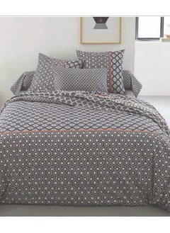 Home-Tex Design Hometex design King Size 100% Cotton 6 Piece Bed Set with reversible Duvet cover - 1 Flat Sheet 240x260 cm 1 Duvet Cover 240x200 cm 4 Pillows 50x80 cm Design Graphic Tribute  - Image 1