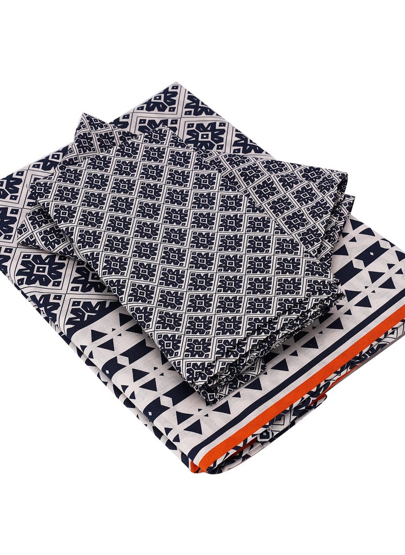 Home-Tex Design Hometex design King Size 100% Cotton 6 Piece Bed Set with reversible Duvet cover - 1 Flat Sheet 240x260 cm 1 Duvet Cover 240x200 cm 4 Pillows 50x80 cm Design Graphic Tribute  - Image 2