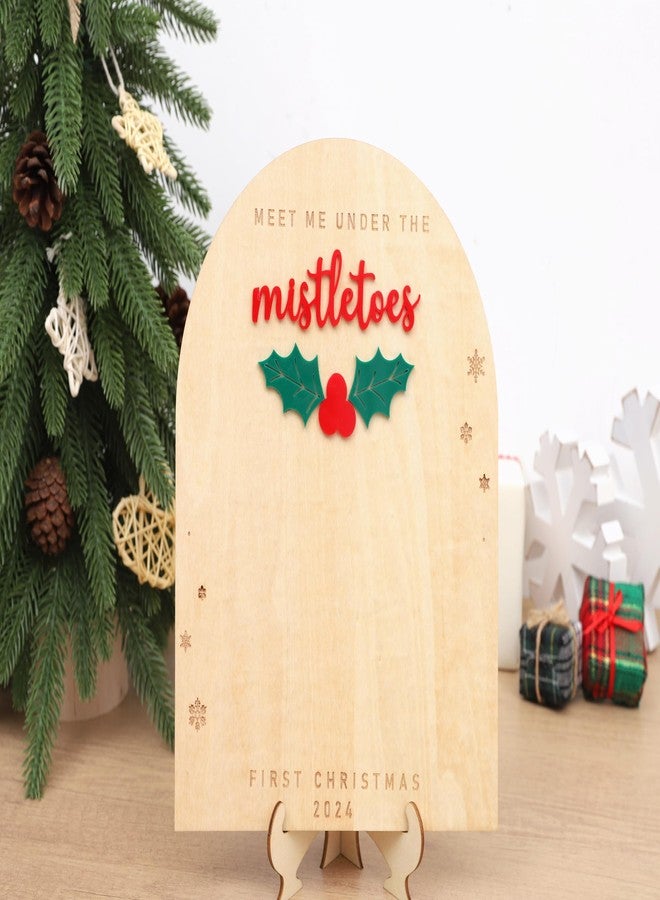 Agkvw Baby's First Christmas DIY Footprint Sign Board - Christmas Footprint DIY Art, Wooden Christmas Mistletoes Sign, Custom Children's Keepsake 2024, Personalized Baby Christmas Decor - Image 3