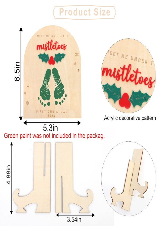 Agkvw Baby's First Christmas DIY Footprint Sign Board - Christmas Footprint DIY Art, Wooden Christmas Mistletoes Sign, Custom Children's Keepsake 2024, Personalized Baby Christmas Decor - Image 2