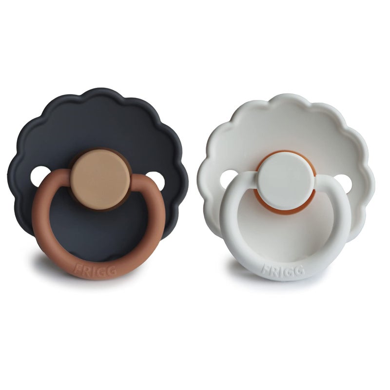 FRIGG Daisy Natural Rubber Baby Pacifier | Made in Denmark | BPA-Free (Aurora/Bright White, 0-6 Months) 2-Pack - Image 2