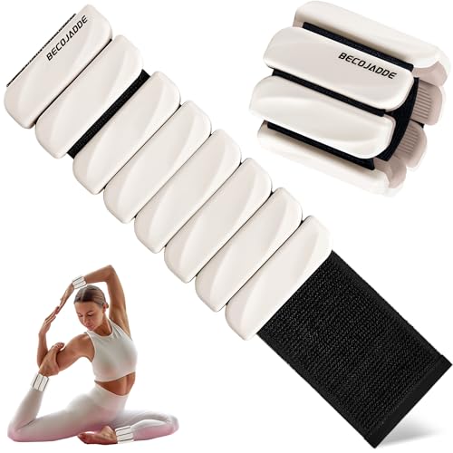 BECOJADDE Ankle Weights for Women Men Adjustable 1LB Wrist Weights Bracelet Set of 2 for Home Gym Weighted Bangles Wristbands Leg Arm Weight for Walking Pilates Yoga Swimming Running Sand Taupe - Image 1