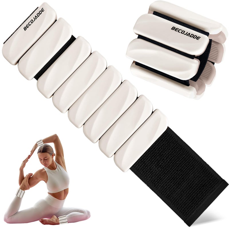 BECOJADDE Ankle Weights for Women Men Adjustable 1LB Wrist Weights Bracelet Set of 2 for Home Gym Weighted Bangles Wristbands Leg Arm Weight for Walking Pilates Yoga Swimming Running Sand Taupe - Image 2