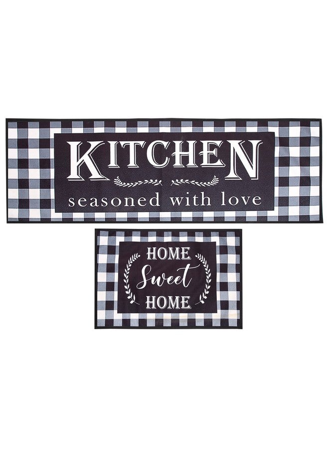 AAZEEM Polyester Kitchen Floor Mat & Runner with Anti Skid Backing, Set of 2 (45 X 135 & 45 X 60 Cm),Silver - Image 3