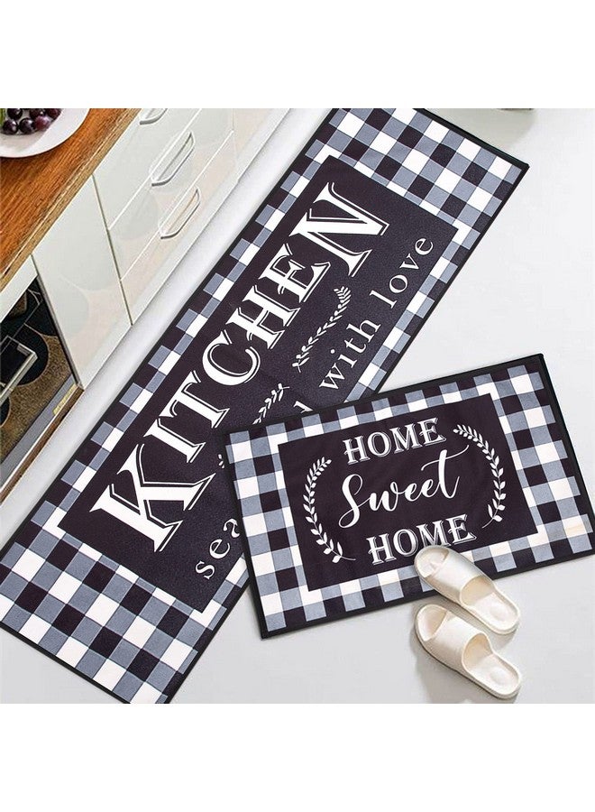 AAZEEM Polyester Kitchen Floor Mat & Runner with Anti Skid Backing, Set of 2 (45 X 135 & 45 X 60 Cm),Silver - Image 2