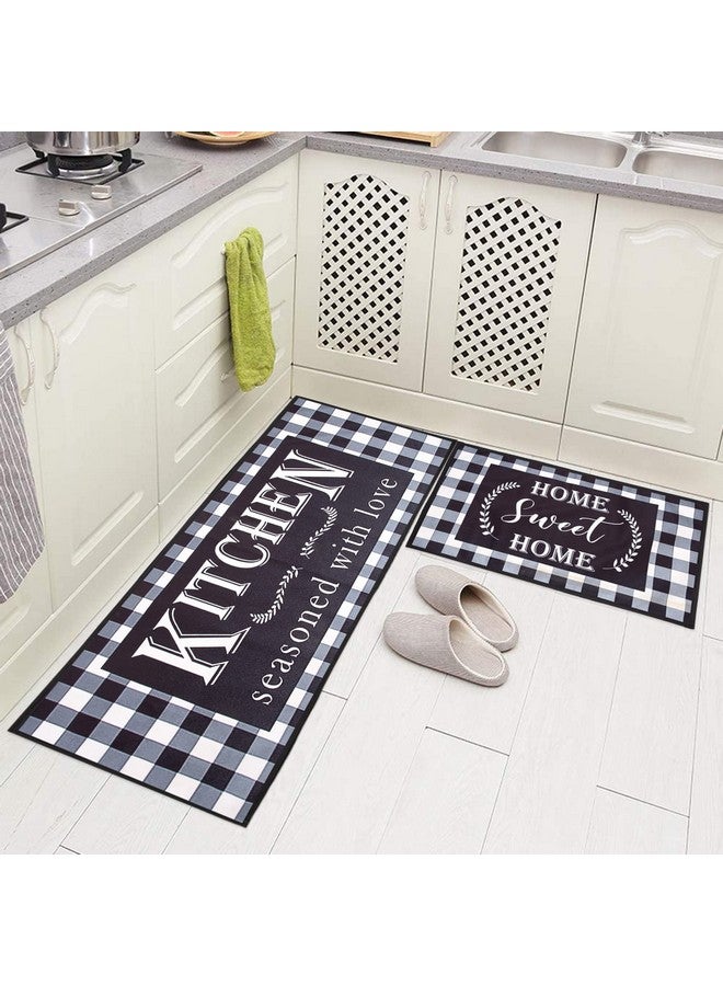 AAZEEM Polyester Kitchen Floor Mat & Runner with Anti Skid Backing, Set of 2 (45 X 135 & 45 X 60 Cm),Silver - Image 1