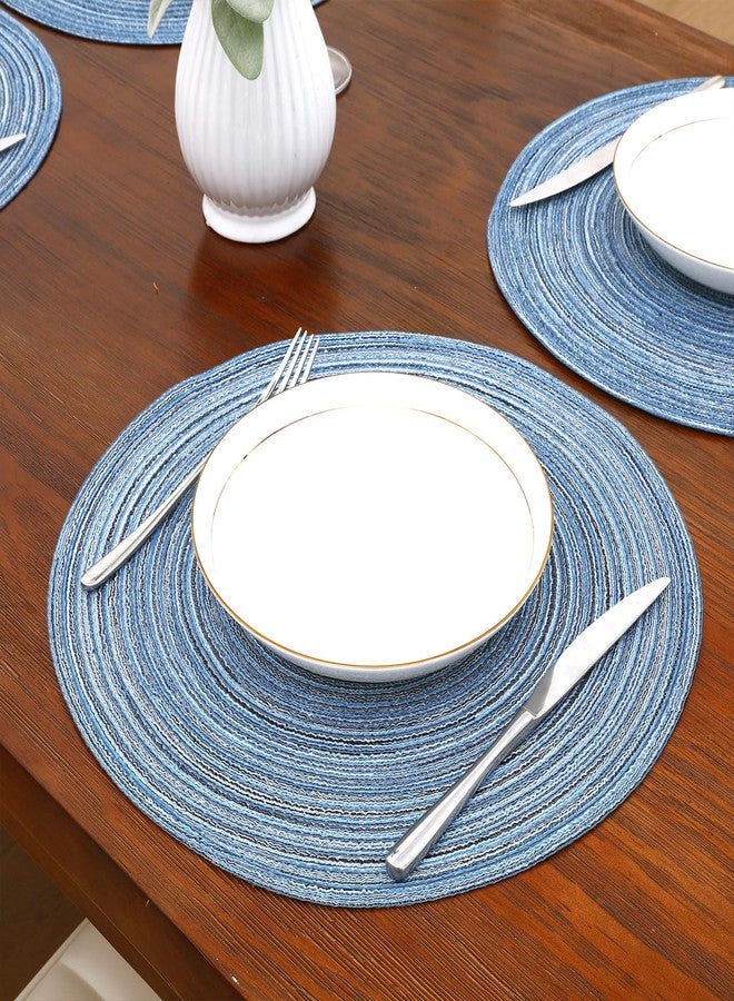 SHACOS Round Braided Placemats Set of 4 Dining Table Placemats 15 inch Circle Place Mats Easy to Clean Table Mats Indoor Outdoor, Blue Gray - Image 5