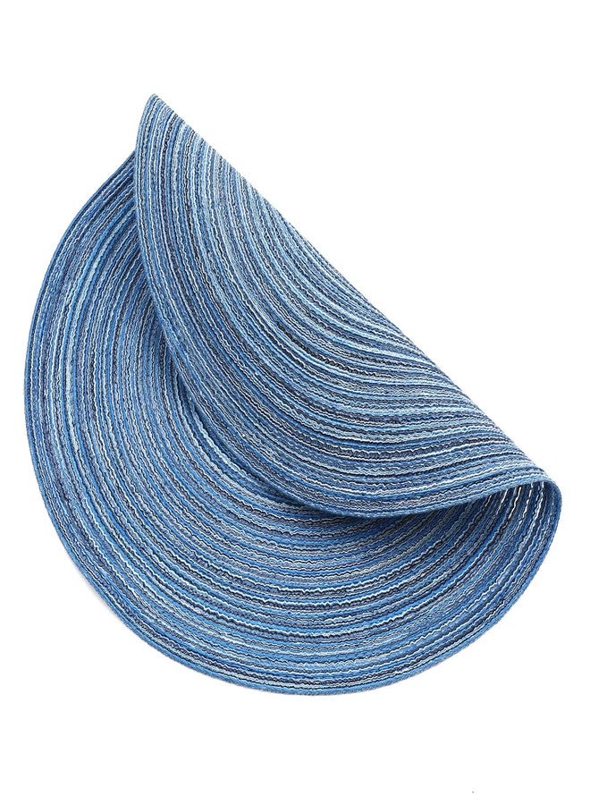 SHACOS Round Braided Placemats Set of 4 Dining Table Placemats 15 inch Circle Place Mats Easy to Clean Table Mats Indoor Outdoor, Blue Gray - Image 4