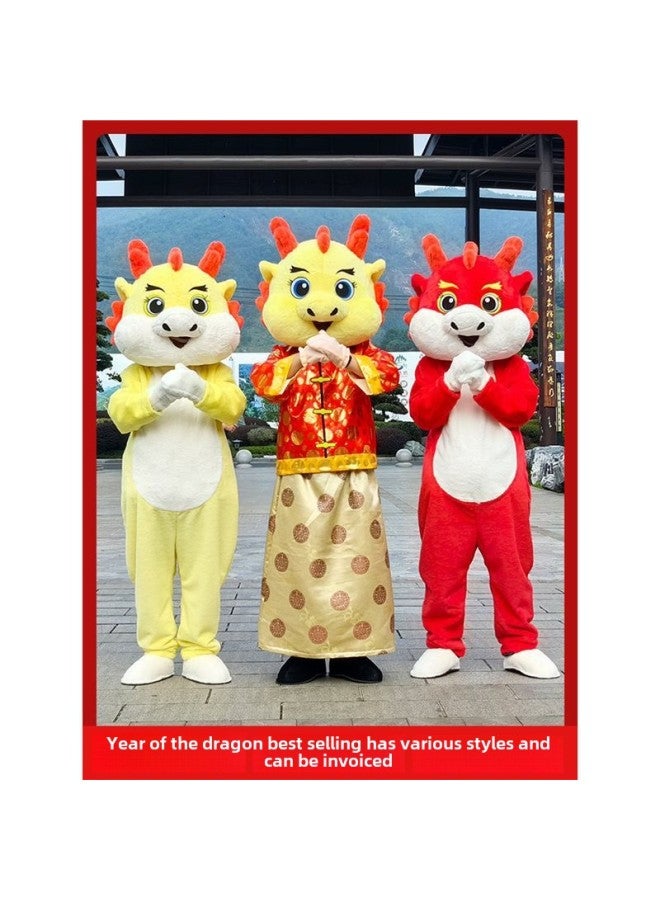 Loquat Dragon Year Cartoon Doll Costume Zodiac Dragon Treasure Activity Performance Annual Meeting Dragon Mascot Year Dragon Doll Costume-Colour:Wealth Dragon (one Size Fits All)-High:166-175cm - Image 2
