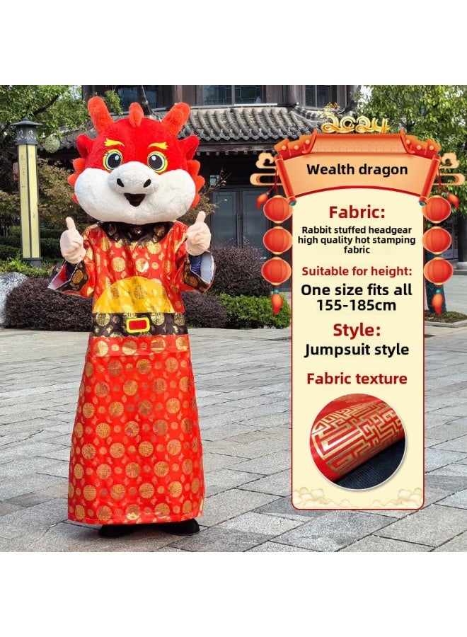 Loquat Dragon Year Cartoon Doll Costume Zodiac Dragon Treasure Activity Performance Annual Meeting Dragon Mascot Year Dragon Doll Costume-Colour:Wealth Dragon (one Size Fits All)-High:166-175cm - Image 1