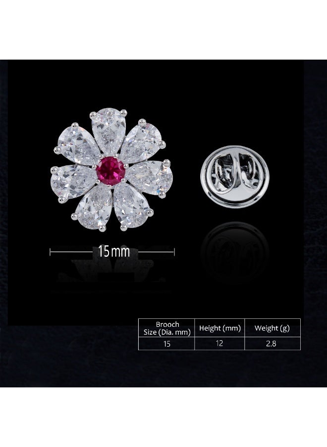 HomeNoor Elegant Silver Crystal Flower Brooch, Exquisite Fashion Lapel Pin for Women Party Wedding Evening Dress Shawl Accessories - Image 3