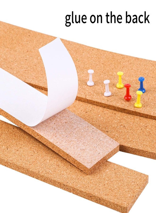 Cooraby 12 Pack Cork Strips 15 x 2 Inch Frameless Self-Adhesive Cork Board with 40 Pieces Cork Board Pins for Classroom Office - Image 4